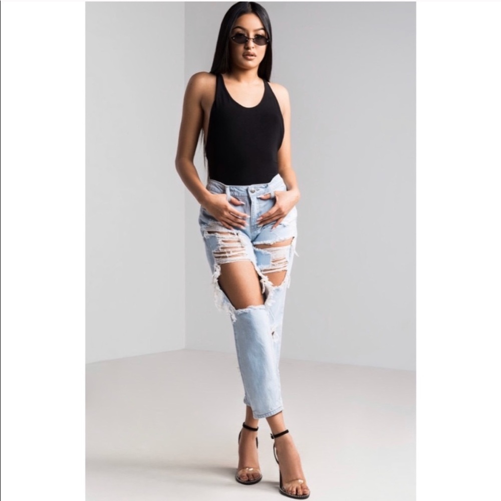 Light Distressed Crop Boyfriend Jeans - Picture 2 of 5
